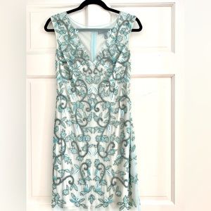 Gorgeous teal/silver beaded cocktail dress